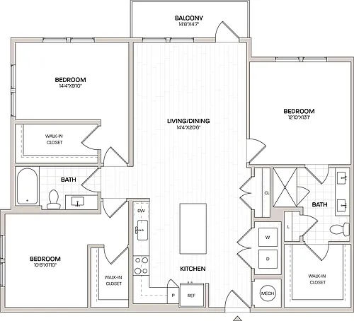 Floor plan 3 Bed/2 Bath-C2