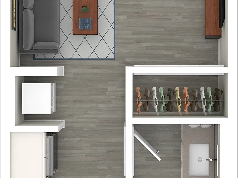 3D Furnished Floor Plan Studio C 3D Furnished Floor Plan Studio C