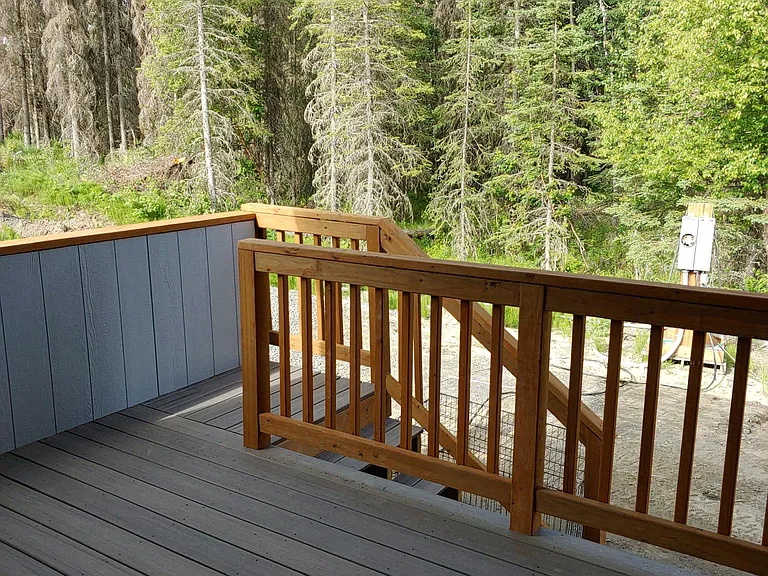 Covered Balcony overlooking back yard.