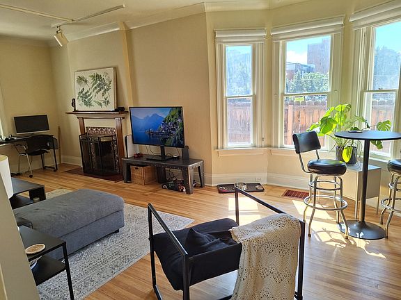 Living Area looking out bay windows.
