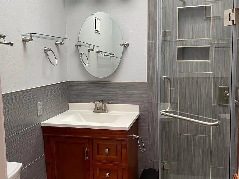 Bathroom with Glass Enclosed Shower