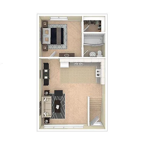 Floor plan 1 x 1 Deluxe 770sf 2ndFloor