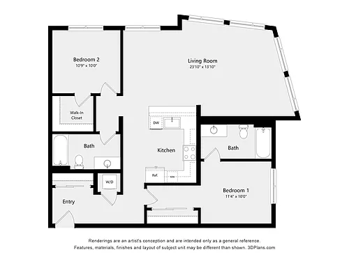 Floor plan Two Bedroom E05B