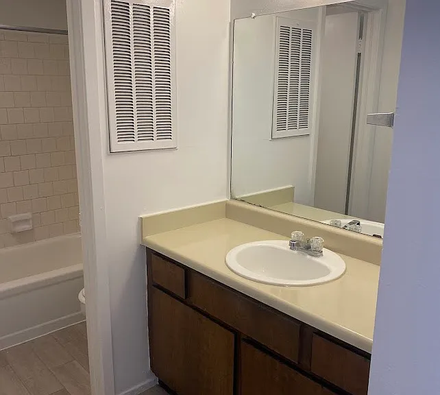 Light Grey Floor of Sink with light on