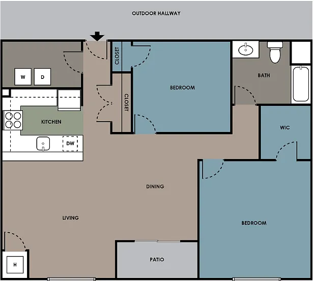 Floor plan 2 Bedroom 1 Bath