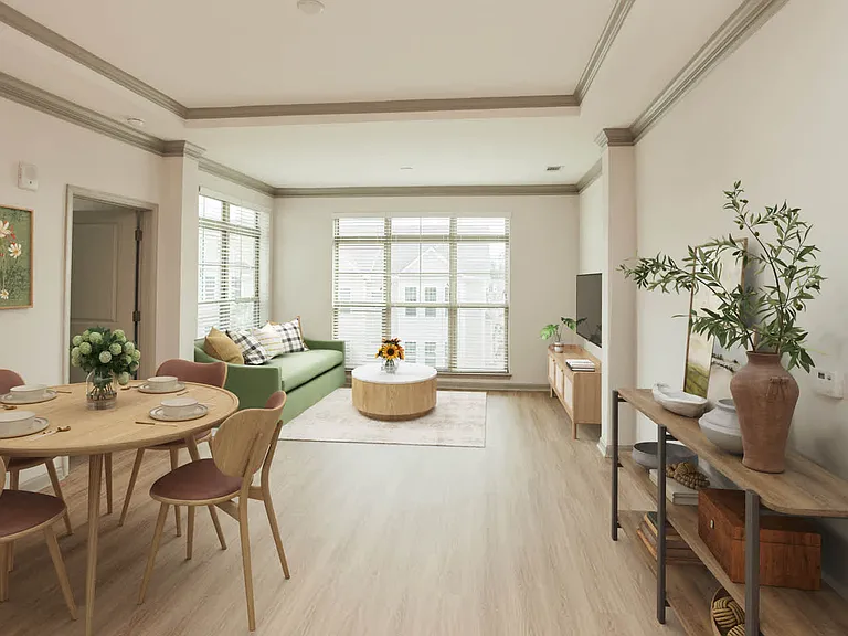 Living Area and Kitchen with Hard Surface Flooring