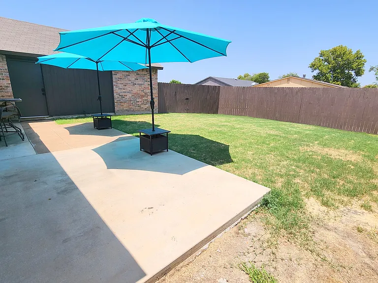 Fenced backyard