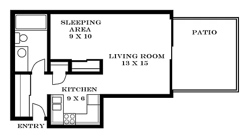 Floor plan Studio 510 SF