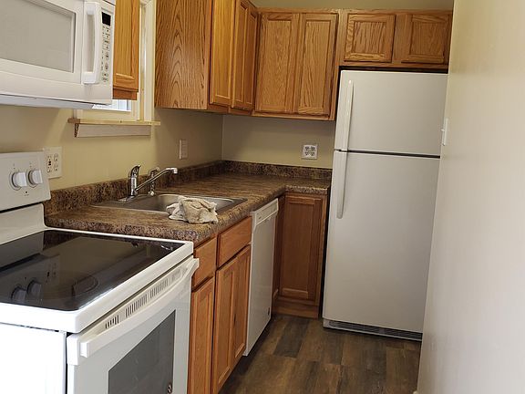 Galley Kitchen fully equipped with a dishwasher and above the range microwave.