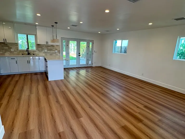 Living room and kitchen area