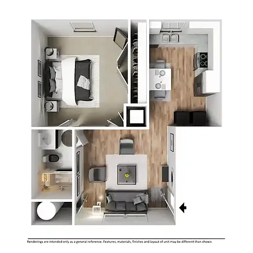 Floor plan 1 Bed 1 Bath
