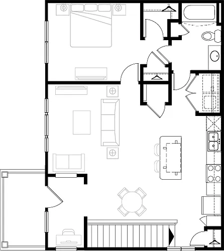 Floor plan 1 BR Grand Overlook