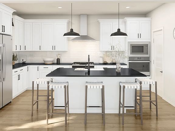 Kitchen with pendant lighting