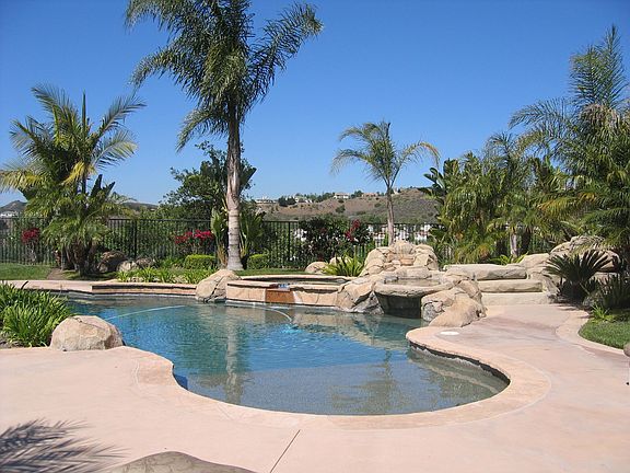 Tropical landscape pool and spa