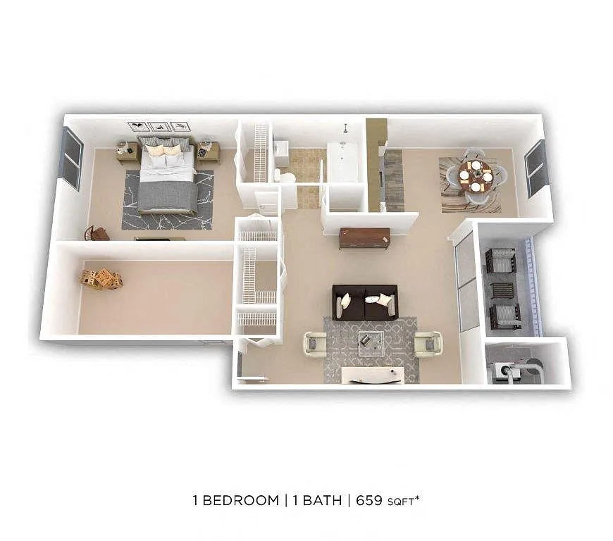 Floor plan One Bedroom - 659 sqft