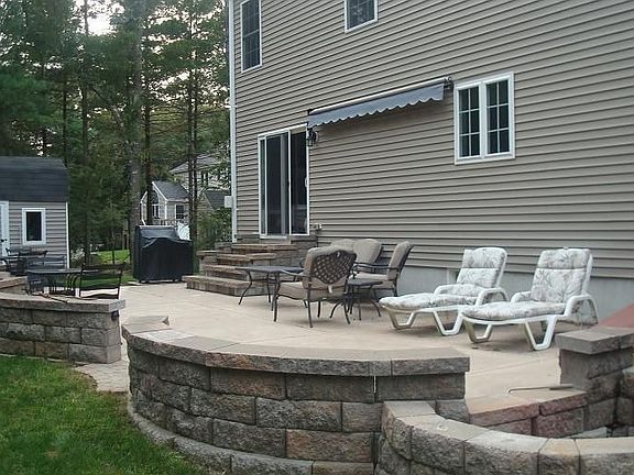 Patio, fire pit and shed