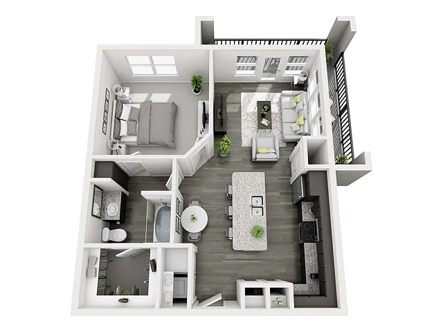 Floor plan 1 Bed, 1 Bath D