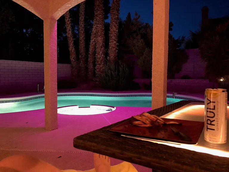 Pool and in ground hot top. Outdoor speakers, fire pit, and LED lighting.