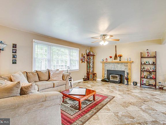 Tile flooring, wood burning stove