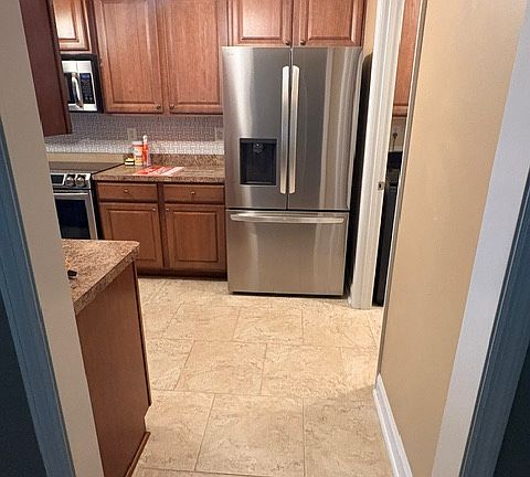 walking into kitchen from open room