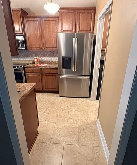 walking into kitchen from open room