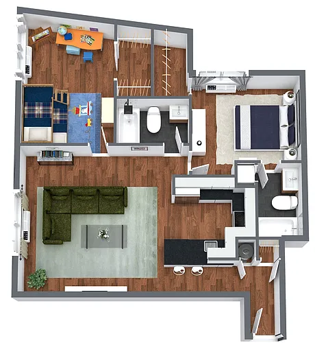 Floor plan 2 Bedroom, 2 Bath