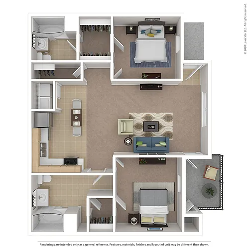 Floor plan Two Bedroom - Furnished