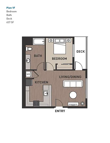 Floor plan 1 Bedroom Plan 1F