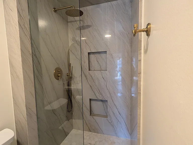 Fully remodeled guest bath shower