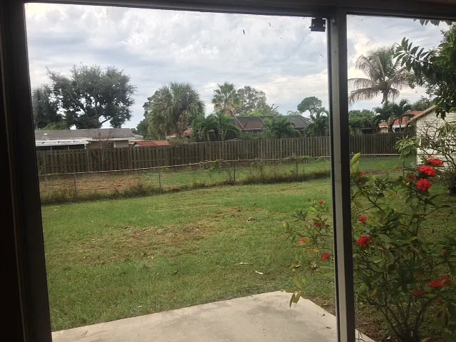 Large, fenced backyard
