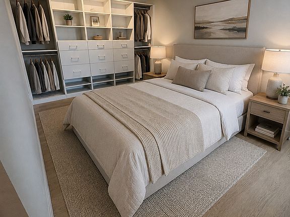 Primary Bedroom with built in storage area - Can fit a king size bed. See floor plan for dimensions