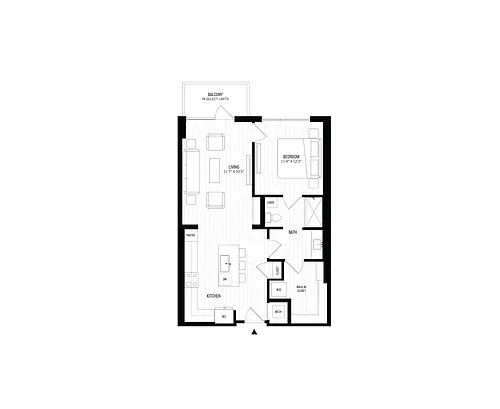 Floor plan 1 Bed/1 Bath-A5