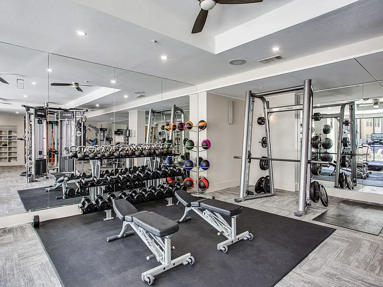 Free weight training area in the fitness center
