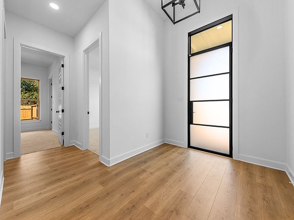 Custom 8 metal front door to foyer