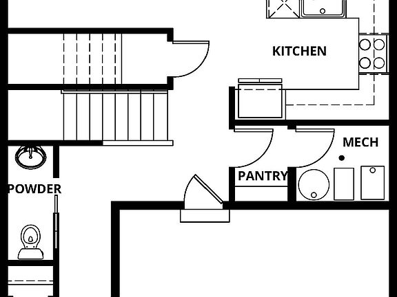 The first floor of the Camden has the chef ready kitchen and spacious family room