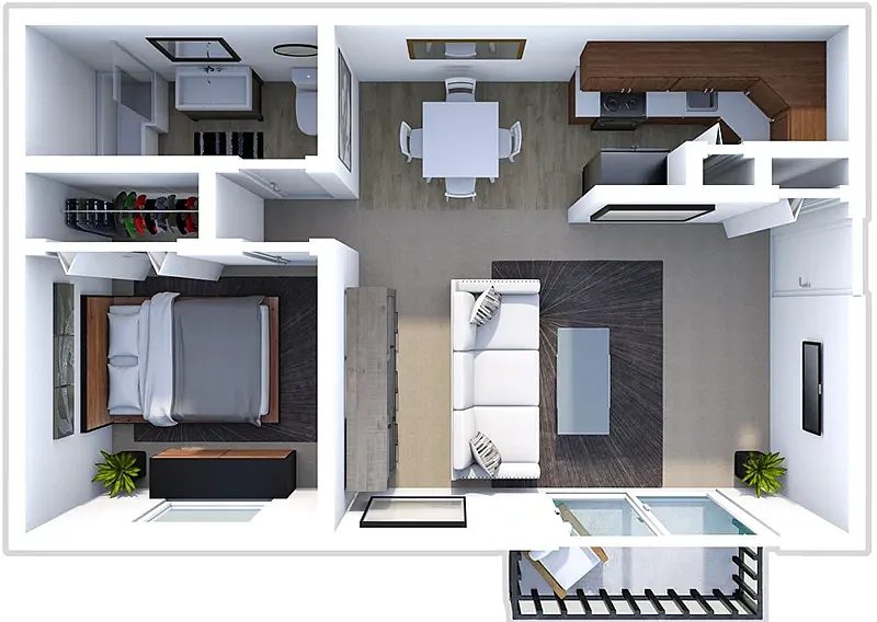 Floor plan 1 Bedroom 1 Bath