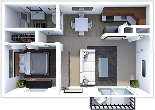 Floor plan 1 Bedroom 1 Bath