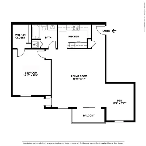 Floor plan Traditional 1 Bedroom with Den