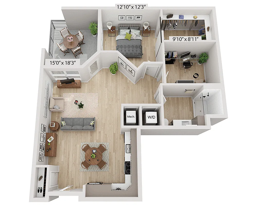 Floor plan One Bedroom A1BD