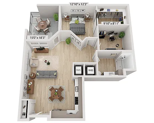 Floor plan One Bedroom A1BD