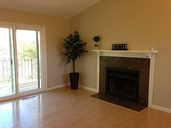 Living Room with Vaulted Ceilings, Fireplace and View