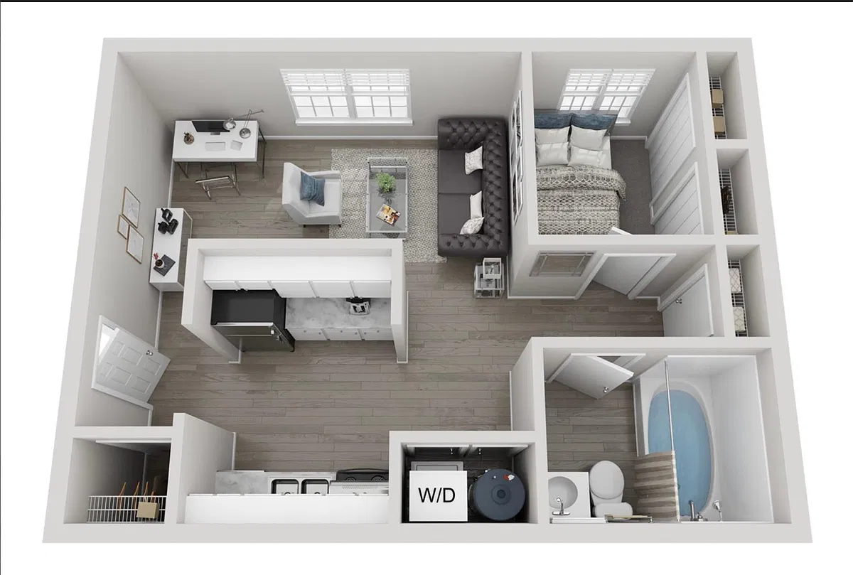 Floor plan 1x1 upgraded
