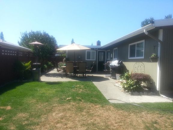 View of patio from garage area