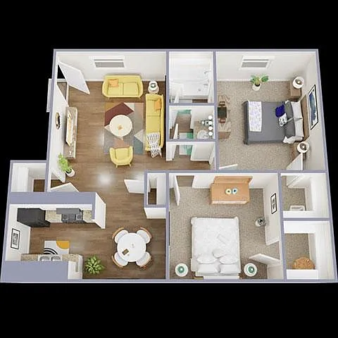Floor plan 2 Bedroom, 1 Bath