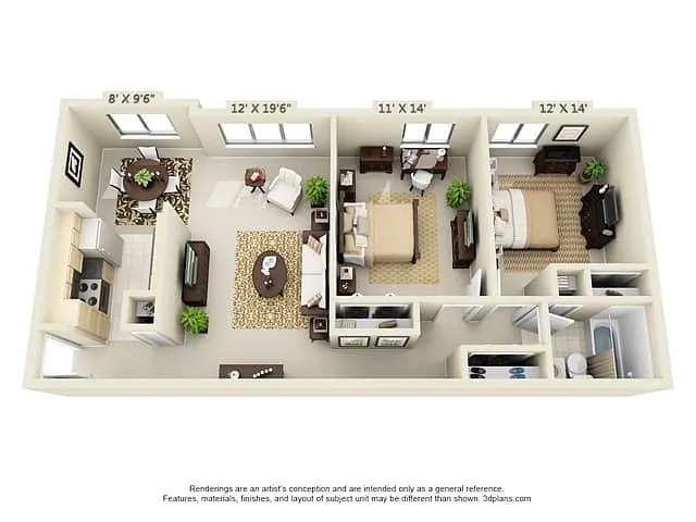 Floor plan Plan B 2 Bed 1 Bath