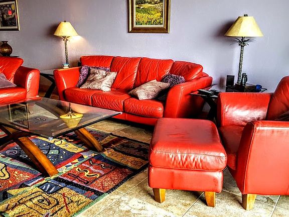 Beautiful yet comfortable living room with large flat screen