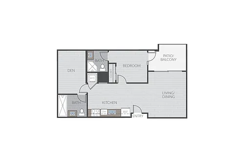 Floor plan Plan 1J + Den
