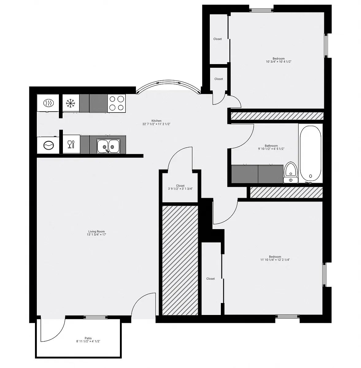 Floor plan 2 Bed 1 Bath