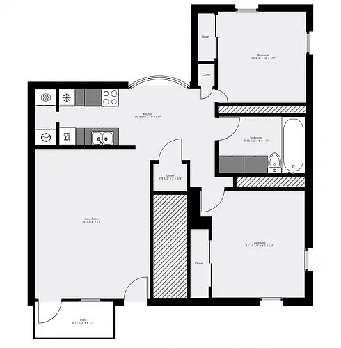 Floor plan 2 Bed 1 Bath