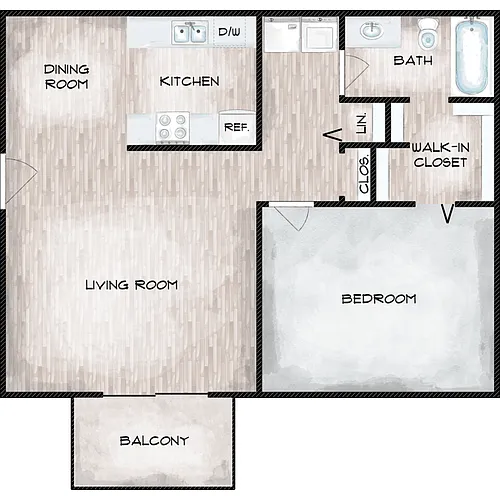 Floor plan 1 Bed 1 Bath